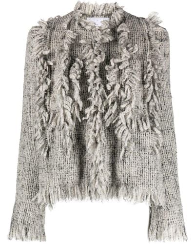 Sacai Wool-blend Tweed Jacket - Grey