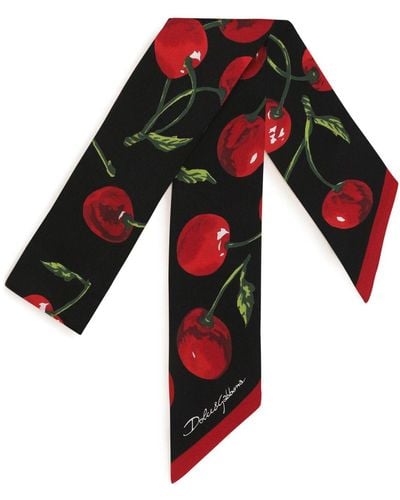 Dolce & Gabbana Cherry-print twill headscarf (6x100) - Rosso