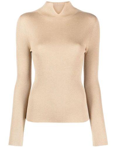 A.P.C. Ribbed-knit Split-neck Sweater - Natural