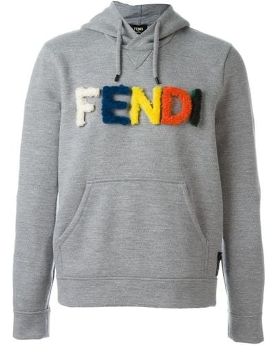 Fendi Logo Hoodie - Gray