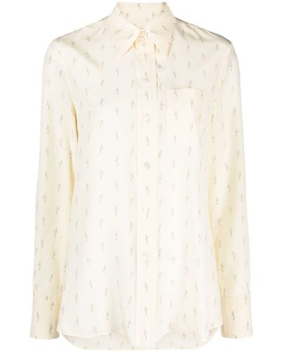 Lanvin Flower Jacquard Silk Shirt - White