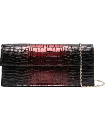 Aspinal of London Ava Embossed Crocodile Clutch Bag - Grey