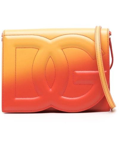 Dolce & Gabbana Sac à bandoulière à logo embossé - Orange