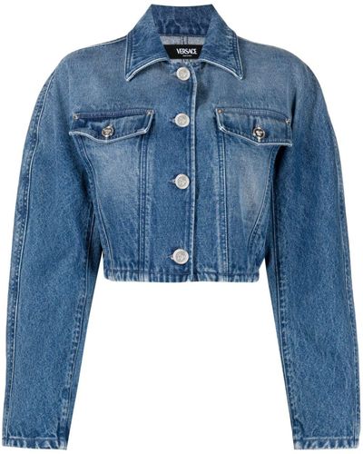 Versace Cropped Denim Jacket - Blau