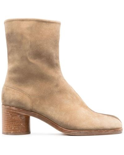 Maison Margiela Tabi 60mm Suede Ankle Boots - Natural