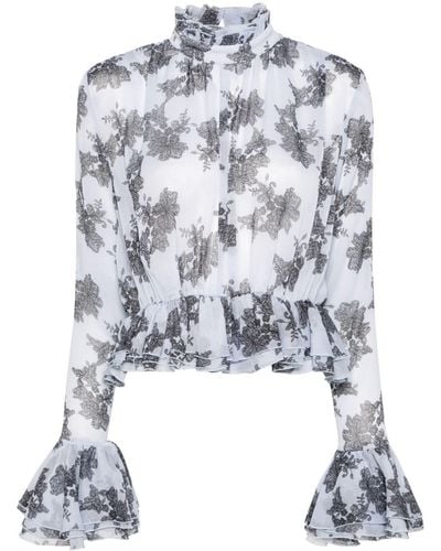 ROTATE BIRGER CHRISTENSEN Ruffled Floral-lace Blouse - White