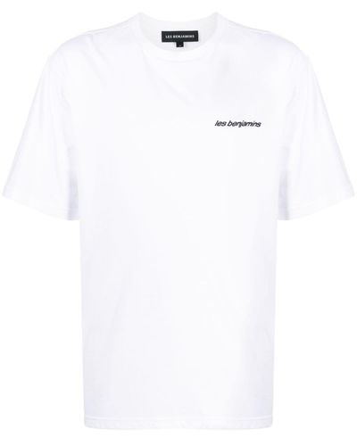 Les Benjamins Logo-embroidered Cotton T-shirt - White