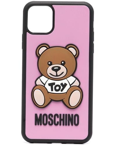Moschino Funda para iPhone 11 Pro Max con motivo Teddy Bear - Rosa