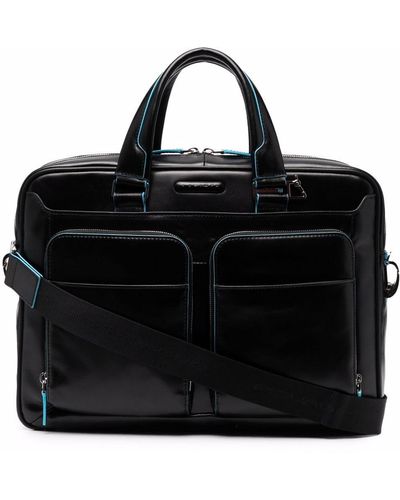 Piquadro Contrast-stitching Work Bag - Black