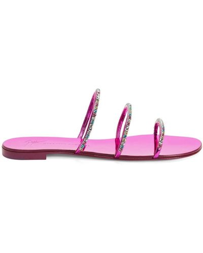 Giuseppe Zanotti Dark Colorful Rhinestone-embellished Sandals - Pink