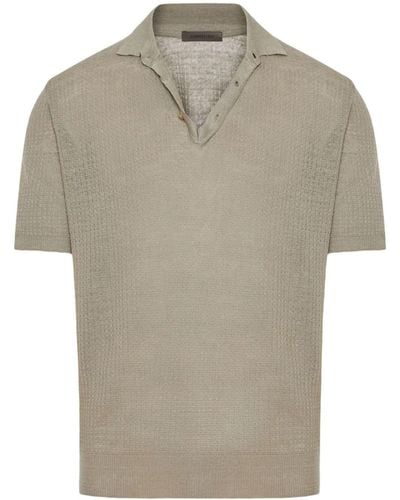 Corneliani Textured-finish Cotton Polo Shirt - Green