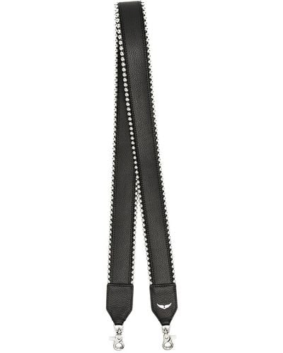 Zadig & Voltaire Grained Leather Stud Piping Bag Strap - Black