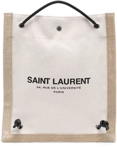 Saint Laurent Two-tone Canvas Backpack - White