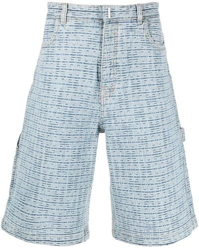 Givenchy Jeans-Shorts aus Logo-Jacquard - Blau