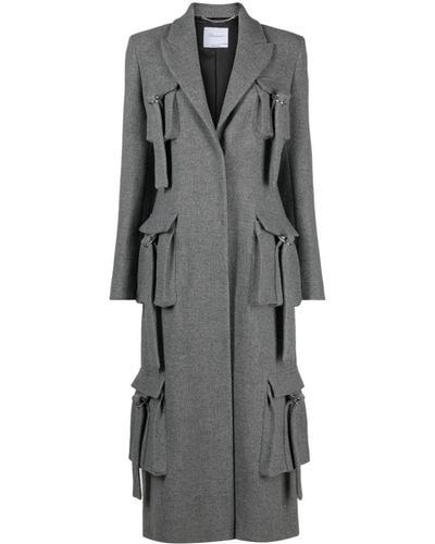 Blumarine Buckle-embellished Wool-blend Coat - Grey