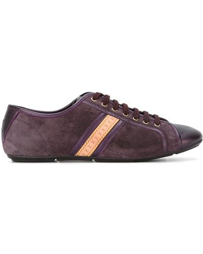 Louis Vuitton Vintage Logo Stripe Suede Sneakers - Purple