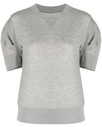 Sacai Mélange-effect Short-sleeve Sweatshirt - Grey