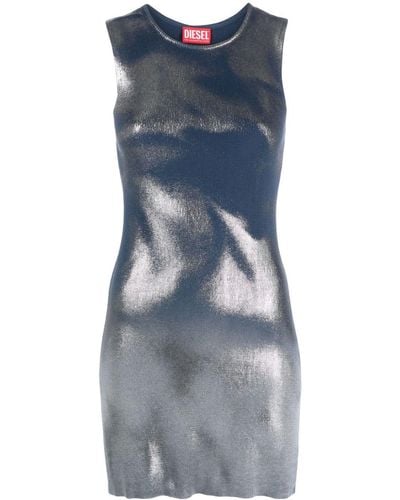 DIESEL Vestido con acabado metalizado - Azul