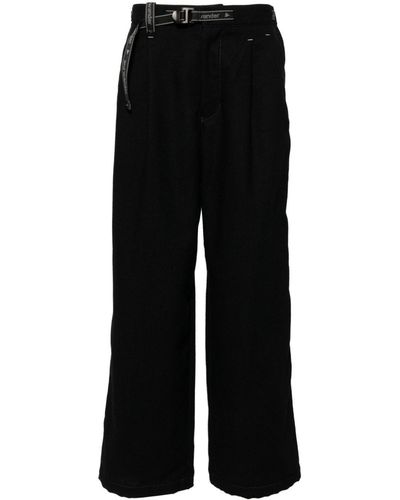 and wander Belted Wool-blend Pants - Black