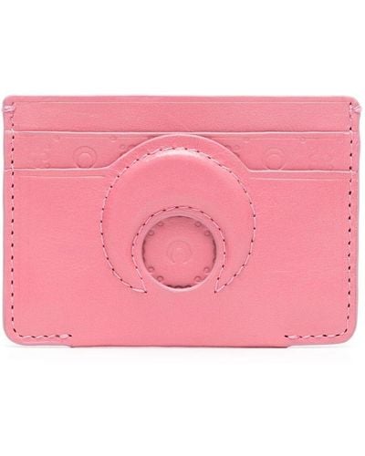 Marine Serre Moon-embossed Cardholder - Women's - Calf Leather/polyester - Pink