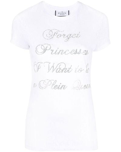 Philipp Plein Crystal-embellished Cotton T-shirt - White