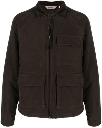Aspesi Spread-collar Cotton Jacket - Black