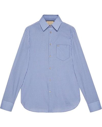 Gucci Micro-check Tailored Shirt - Blue