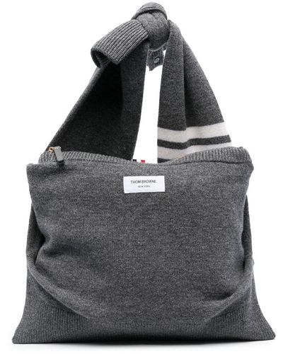 Thom Browne 4-bar Stripe Crossbody Bag - Grey