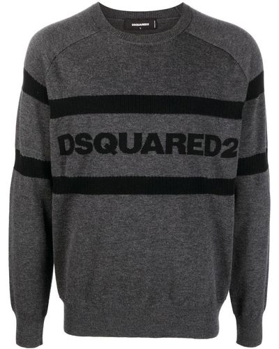 DSquared² Crew Neck Sweater With Logo - Gray