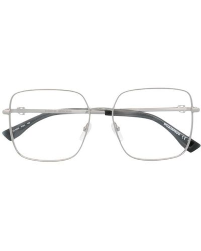 DSquared² Eckige Brille mit Logo-Gravur - Grau