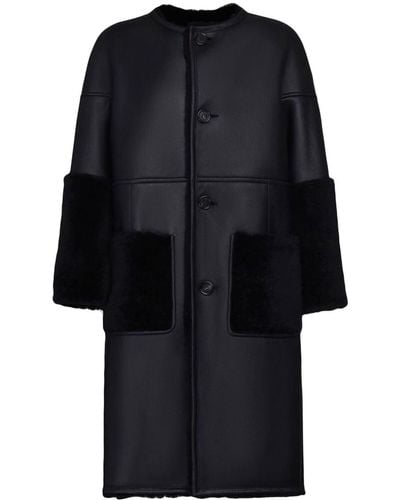 Marni Manteau en peau lainée à design réversible - Noir