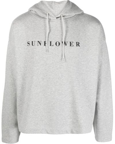 sunflower Melierter Hoodie mit Logo-Print - Grau