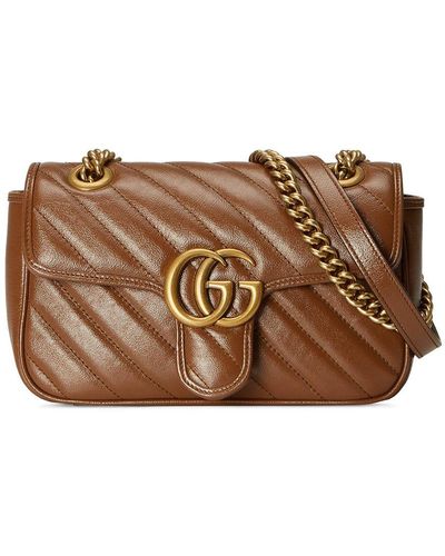 Gucci GG Marmont Mini Matelassé Shoulder Bag - Brown