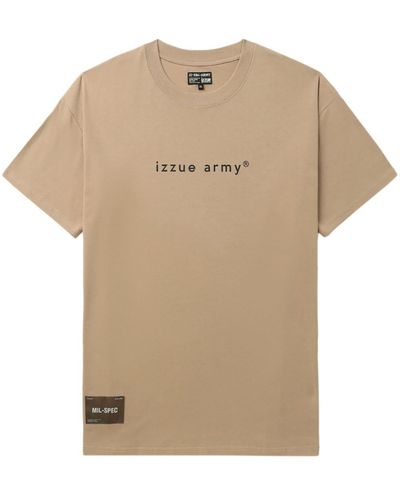 Izzue T-Shirt mit Logo-Print - Natur