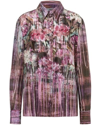 Alberta Ferretti Floral-print Silk Shirt - Pink