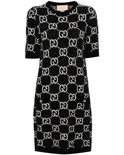 Gucci GG Jacquard Short Sleeve Dress - Black