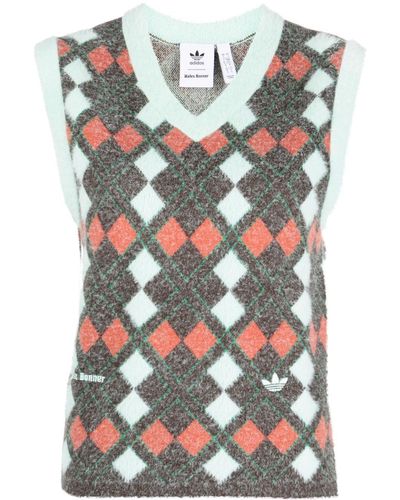 adidas X Wales Bonner Argyle Knitted Vest - Gray
