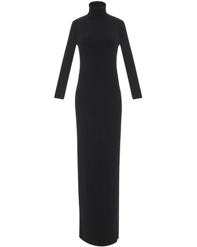 Saint Laurent Virgin Wool Long Dress - Black