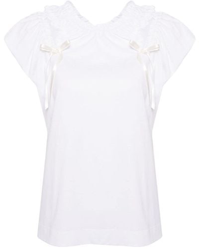 Simone Rocha Bow-detail Cotton Top - White