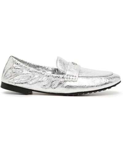 Tory Burch Metallic Leather Ballet Loafers - White