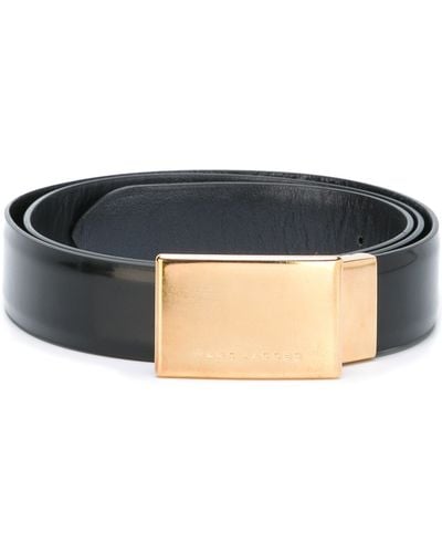 Marc Jacobs Gold Buckle Plaque Belt - Black