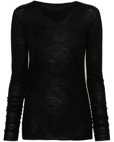 Rick Owens Column Wool Knitted Sweater - Black