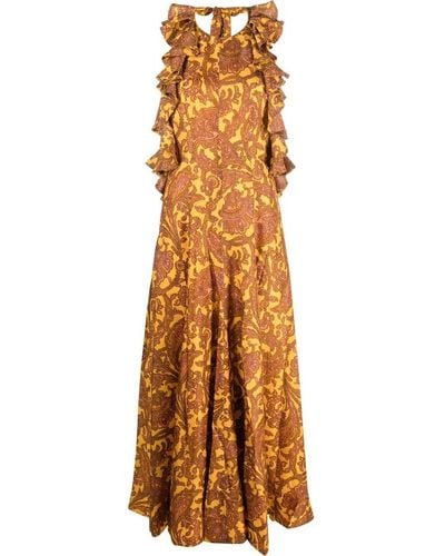 Zimmermann Tiggy Floral-print Halter Dress - Metallic