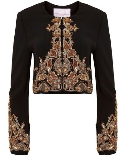 Carolina Herrera Crystal-embellished Embroidered Jacket - Black