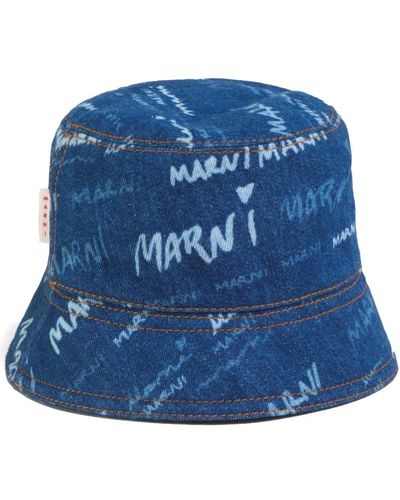 Marni Fischerhut mit Logo-Print - Blau