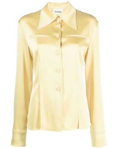 Nanushka Oversize-collar Long-sleeve Shirt - Yellow