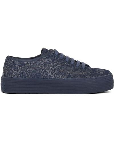 Etro Paisley-print Denim Sneakers - Blue
