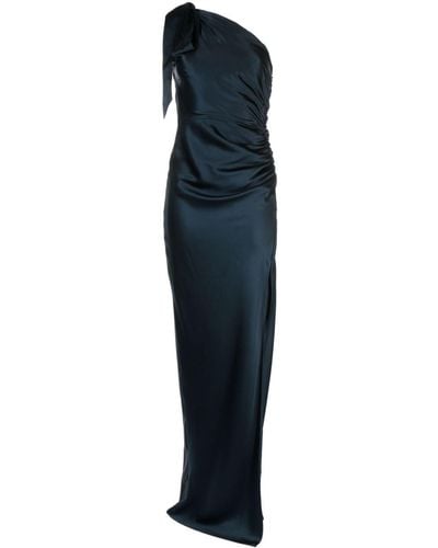 Michelle Mason Asymmetric Silk Maxi Gown - Blue