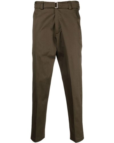 Low Brand Belted Tailored Trousers - Green