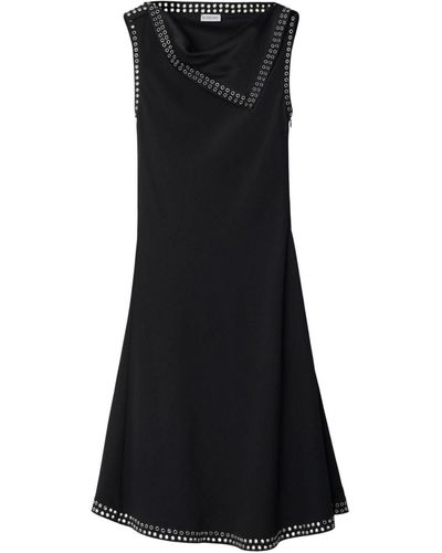 Burberry Eyelet-trim Satin Dress - Black